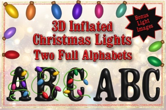 3D Inflated Christmas Lights Alphabets for Festive Illustrations