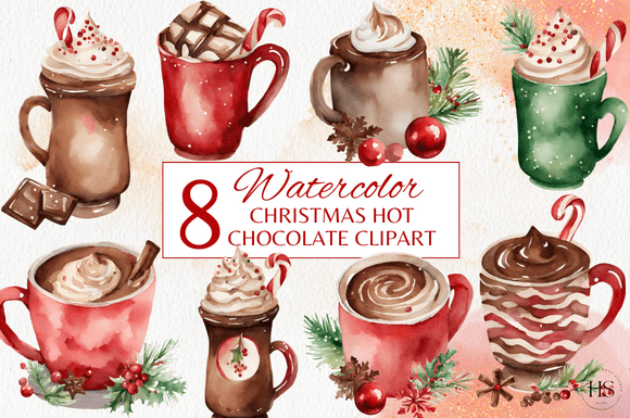 8 Watercolor Christmas Hot Chocolate Set: A Review for Illustrations Sellers