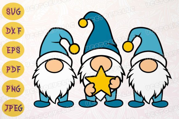 Blue Gnomes Stars SVG Christmas Miracle: Illustrations for Modern Publishing