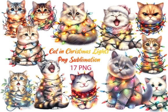 Cat in Christmas Lights Png Sublimation Review