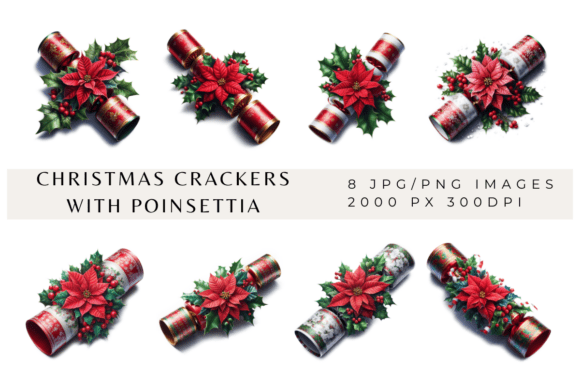 Christmas Crackers with Poinsettia: A Designer's Review of Seasonal Illustrations