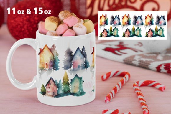 Christmas Houses Mug Wrap Sublimation: A Seller's Review of Seasonal Illustrations