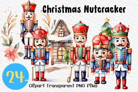 Christmas Nutcracker Watercolor Clipart for Illustrations