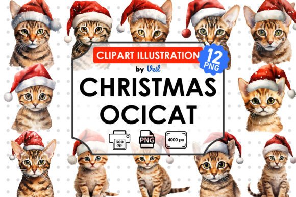 Christmas Ocicat Clipart Bundle: A Designer's Review of Seasonal Illustrations