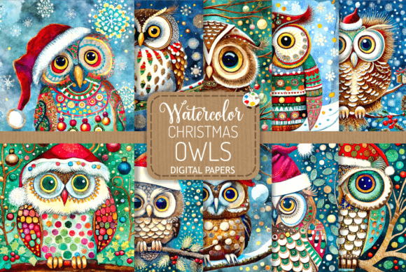 Christmas Owls - Watercolor Paintings Review