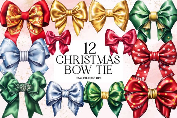 Christmas Tie Bow Watercolor Clipart Review