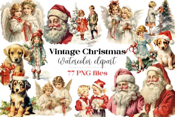 Christmas Vintage Sublimation PNG for Illustrations & Design