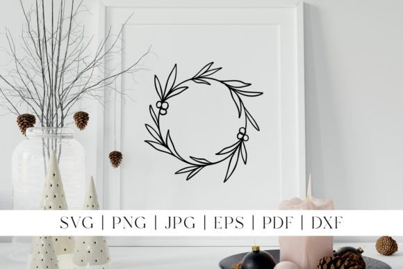 Christmas Wreath One Line Art Border for Illustrations