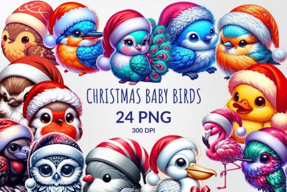 Cute Baby Christmas Birds Sublimation: Fresh Illustrations for Holiday Branding