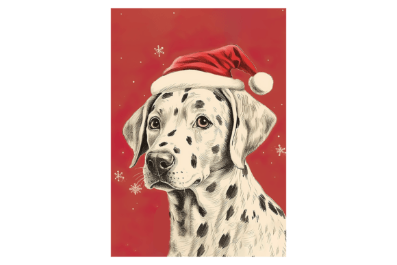 Dalmatian Dog Christmas Card Illustrations for Crafters