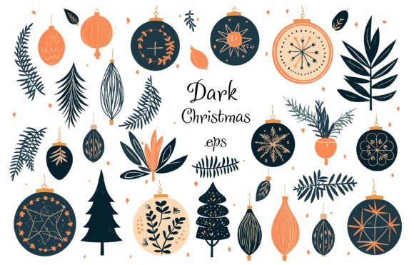 Dark Christmas, Floral Design Elements: A Review for Digital Illustrations