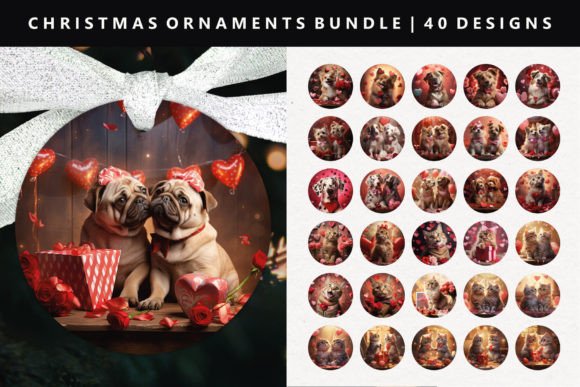 Loving Pet Christmas Ornament Bundle: Festive Illustrations for Local Brands