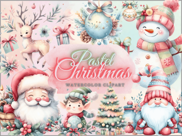 Pastel Christmas Clipart - Christmas PNG for Modern Illustrations