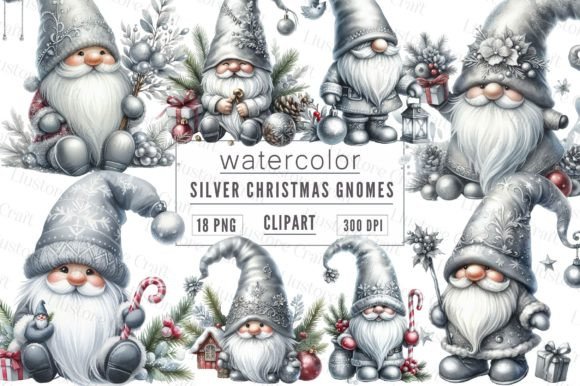 Silver Christmas Gnomes Clipart: Essential Illustrations for Holiday Content