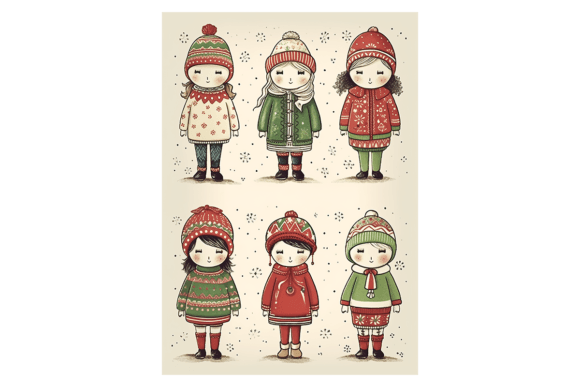 Sweaters Christmas Card Illustrations for Modern Design