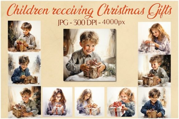 Watercolor Children with Christmas Gifts: A Designer's Review of Festive Illustrations