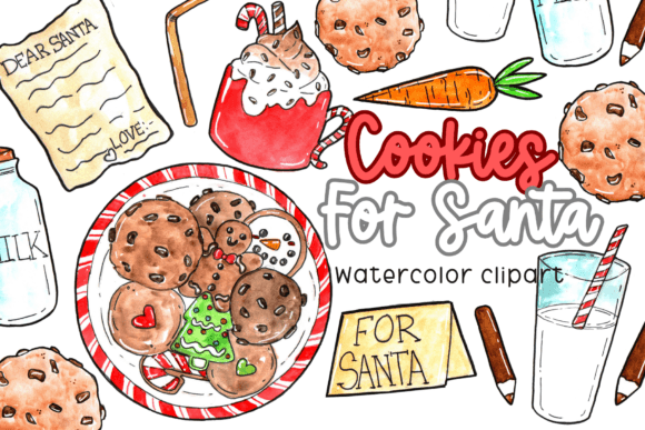 Watercolor Christmas Cookie Clipart for Modern Illustrations