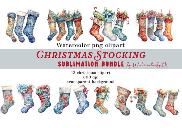 Watercolor Christmas Stocking Bundle: A Designer's Review of Festive Illustrations